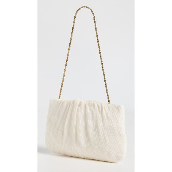 Loeffler Randall Brit Flat Pleated Pouch in Pearl New Womens Clutch Shoulder - Picture 2 of 15